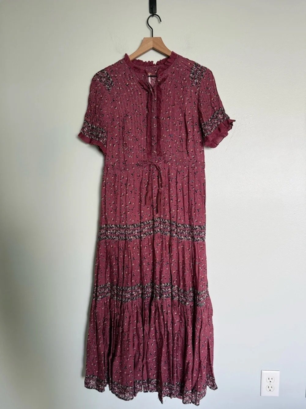Free People Rare Feelings Mauve Floral Print Boho Maxi Dress